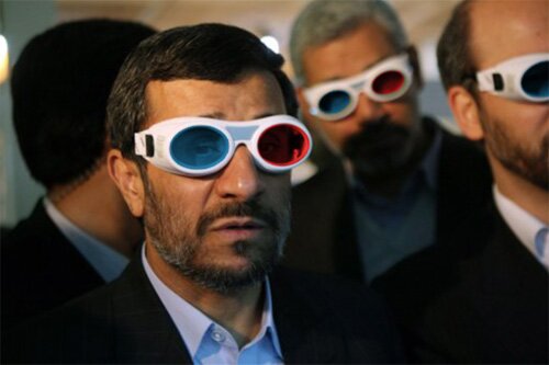 Peter Combe’s Iran’s Ahmadinejad Prepares for Avatar Premier enters the brave and burgeoning new world of Twitter and social-networking art.
